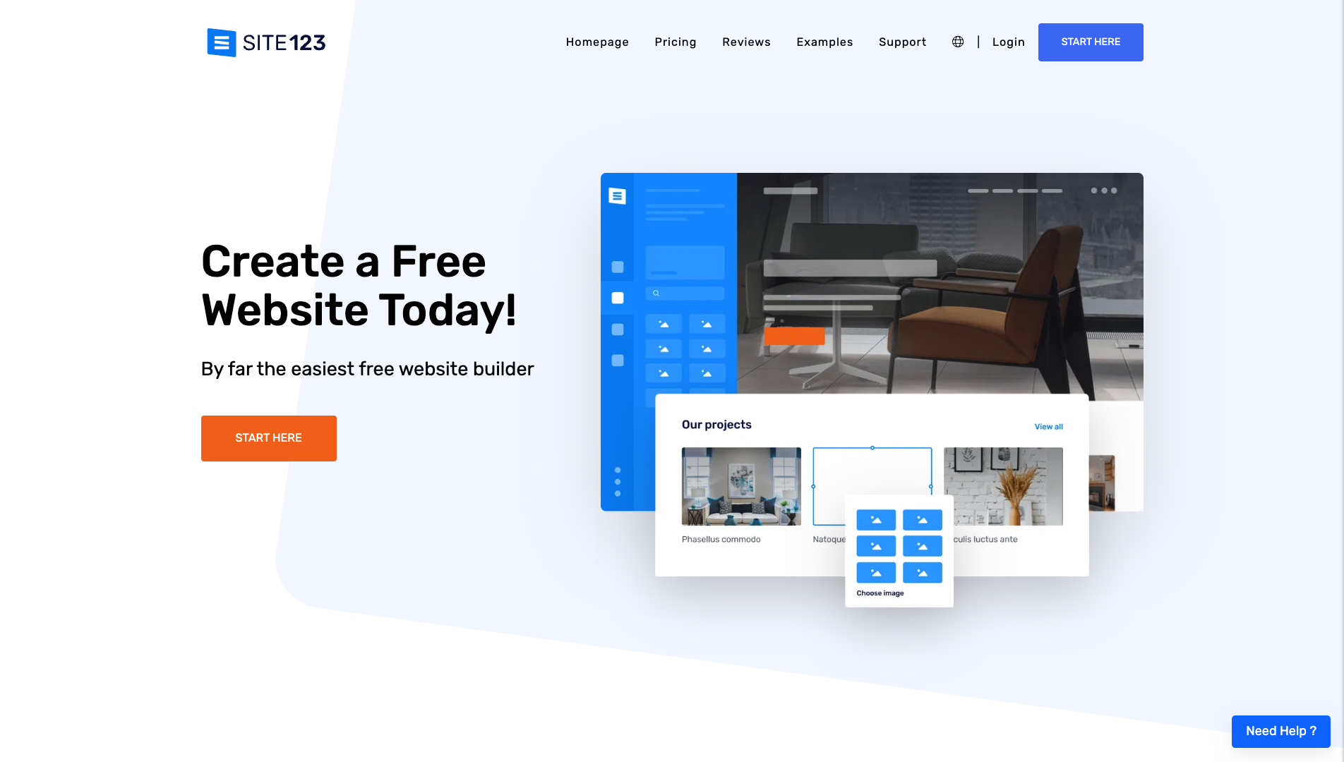 Screenshot of the Site123 website