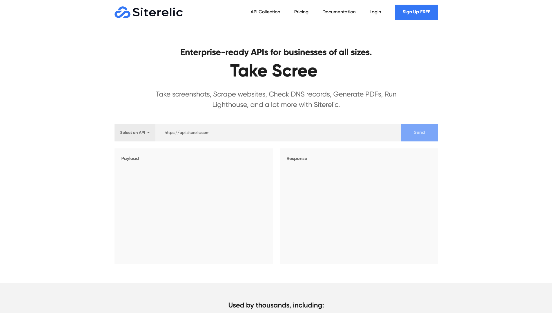 Screenshot of Siterelic Homepage