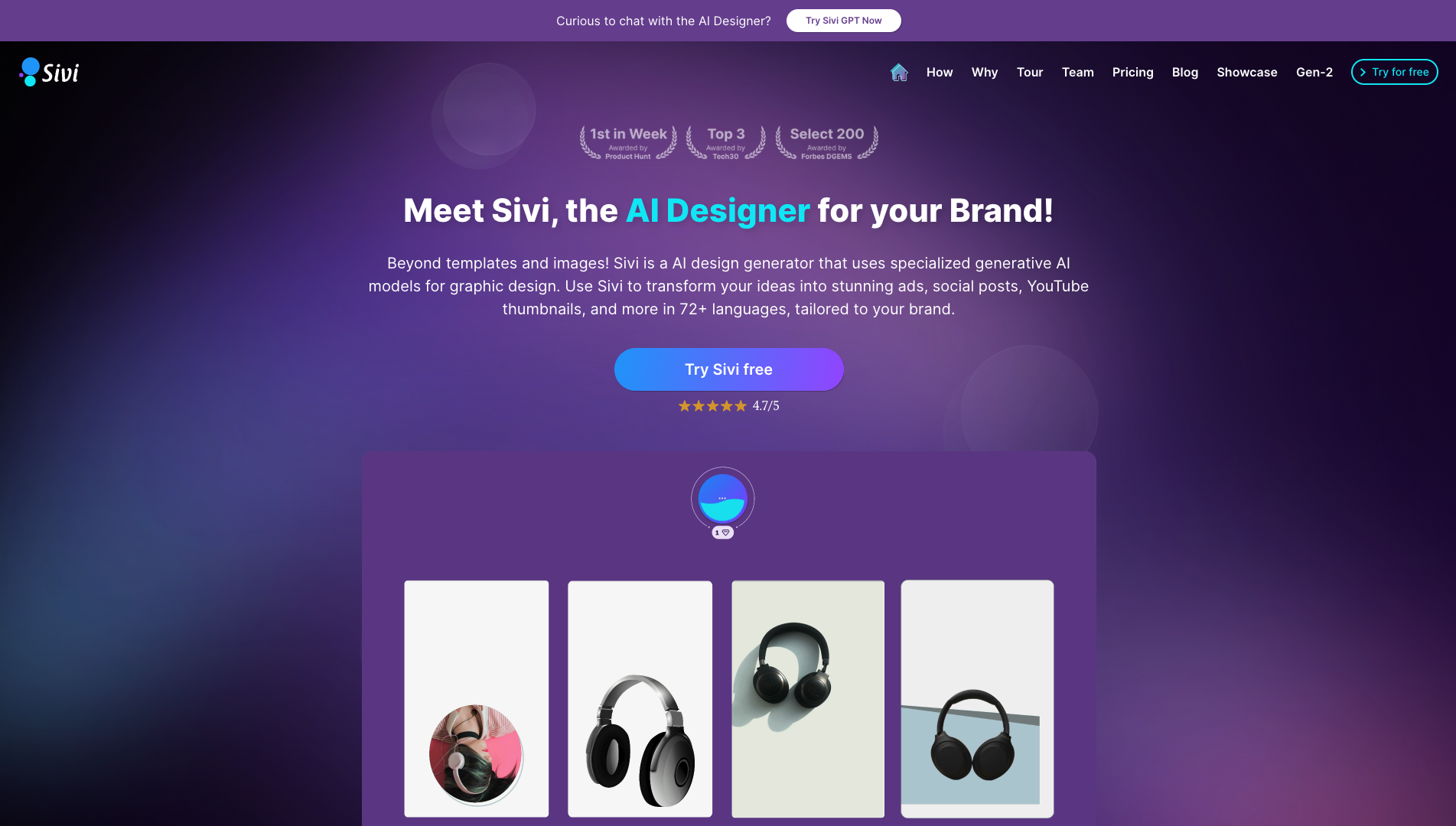 Screenshot of the Sivi website