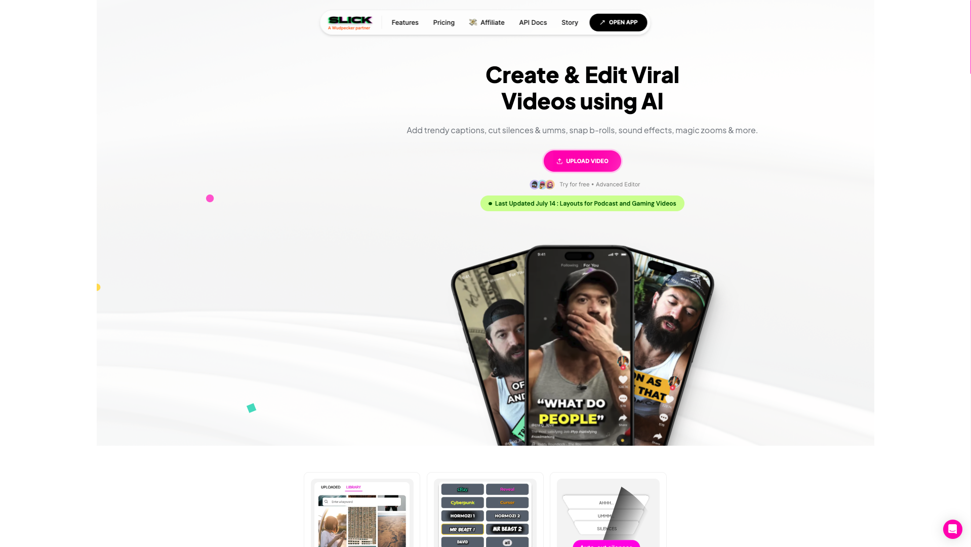 Screenshot of the Slick.is website