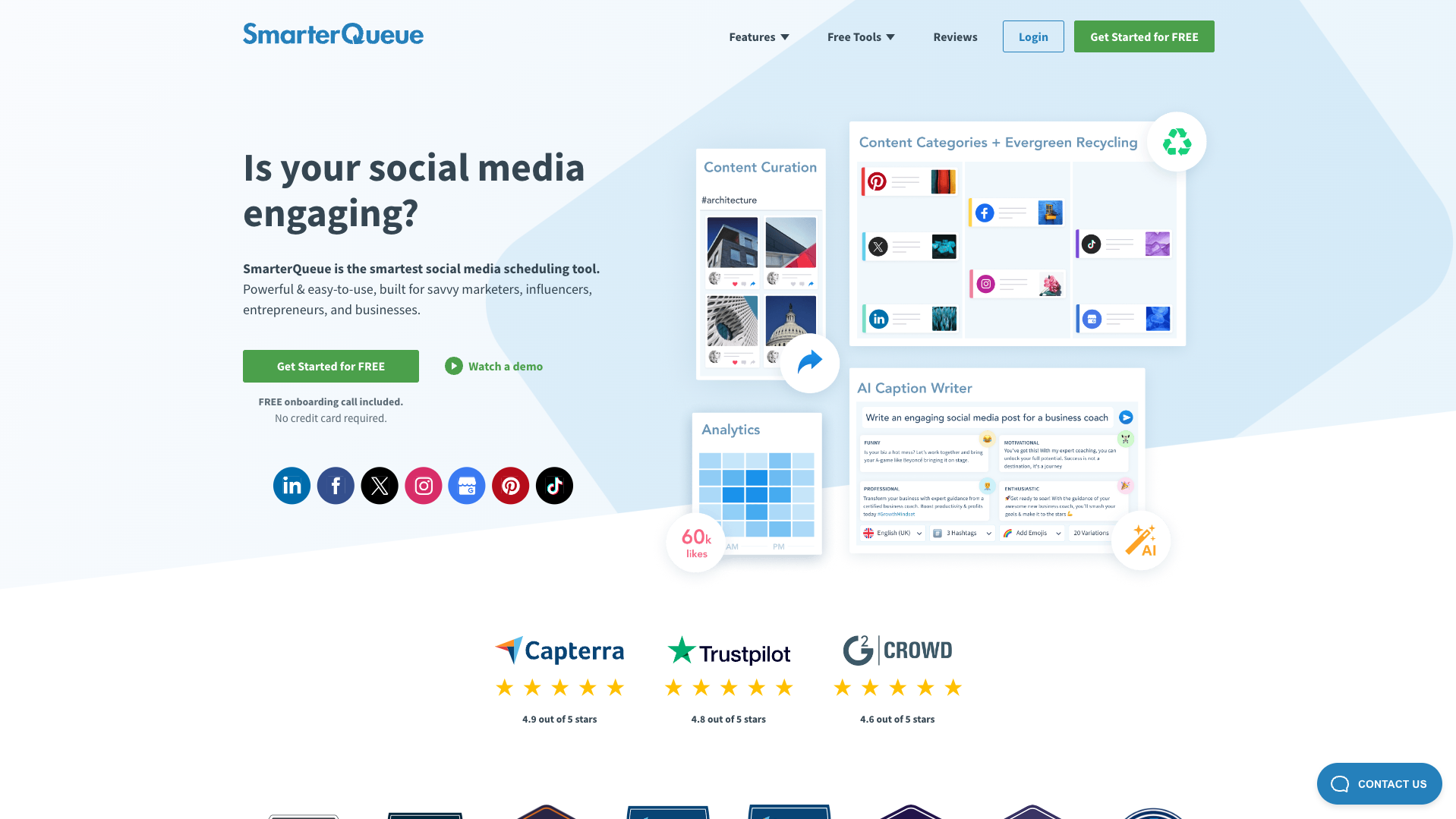 Screenshot of the SmarterQueue website