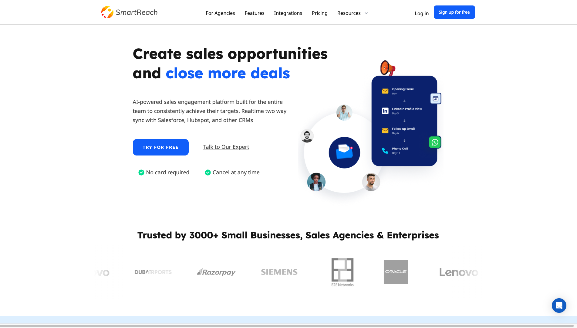 Screenshot of the SmartReach website