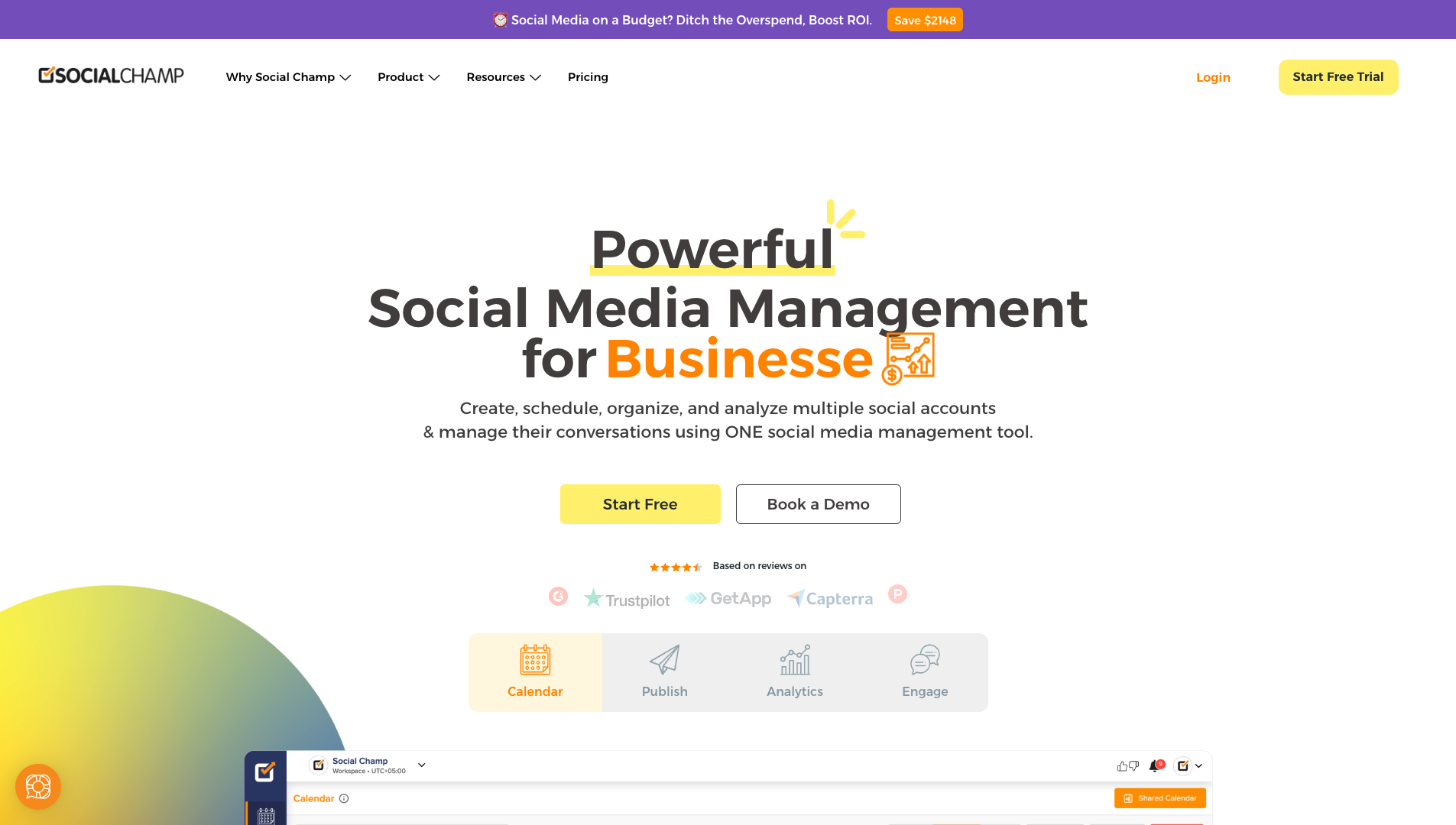 Screenshot of the Social Champ website