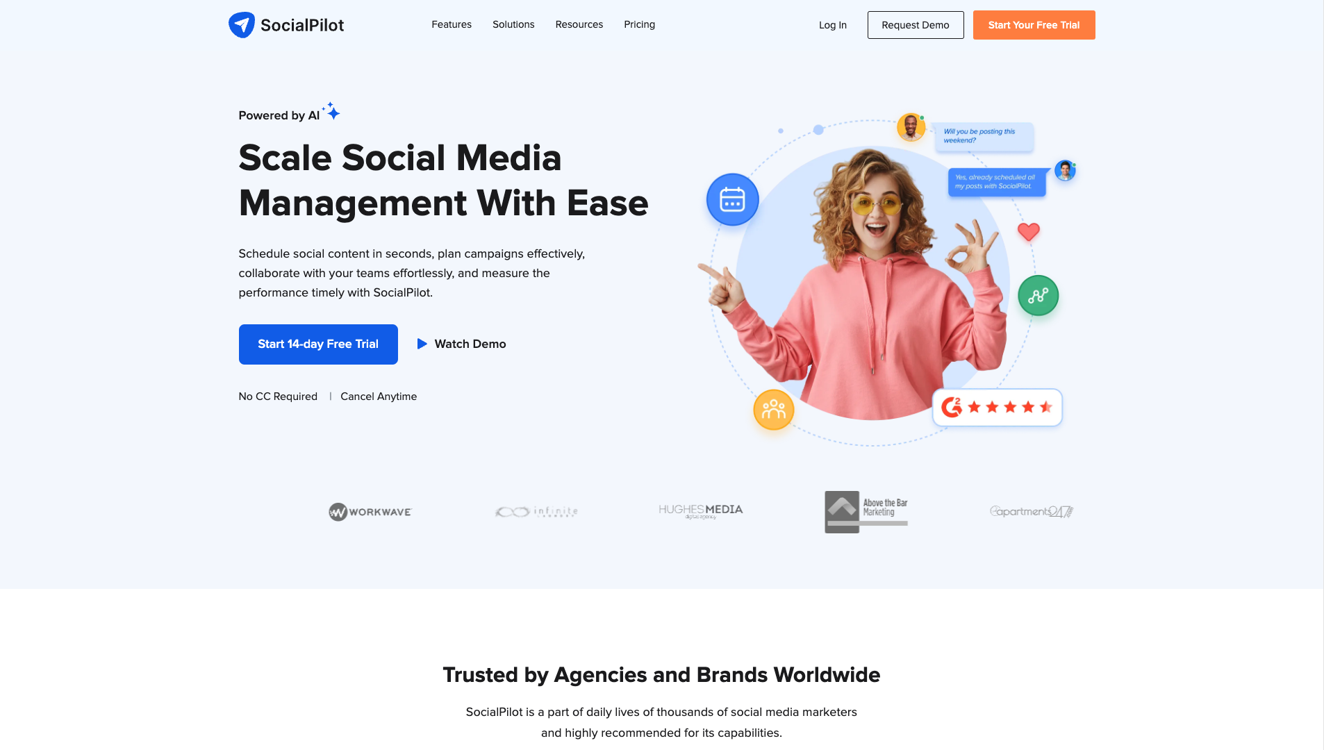 Screenshot of the SocialPilot website