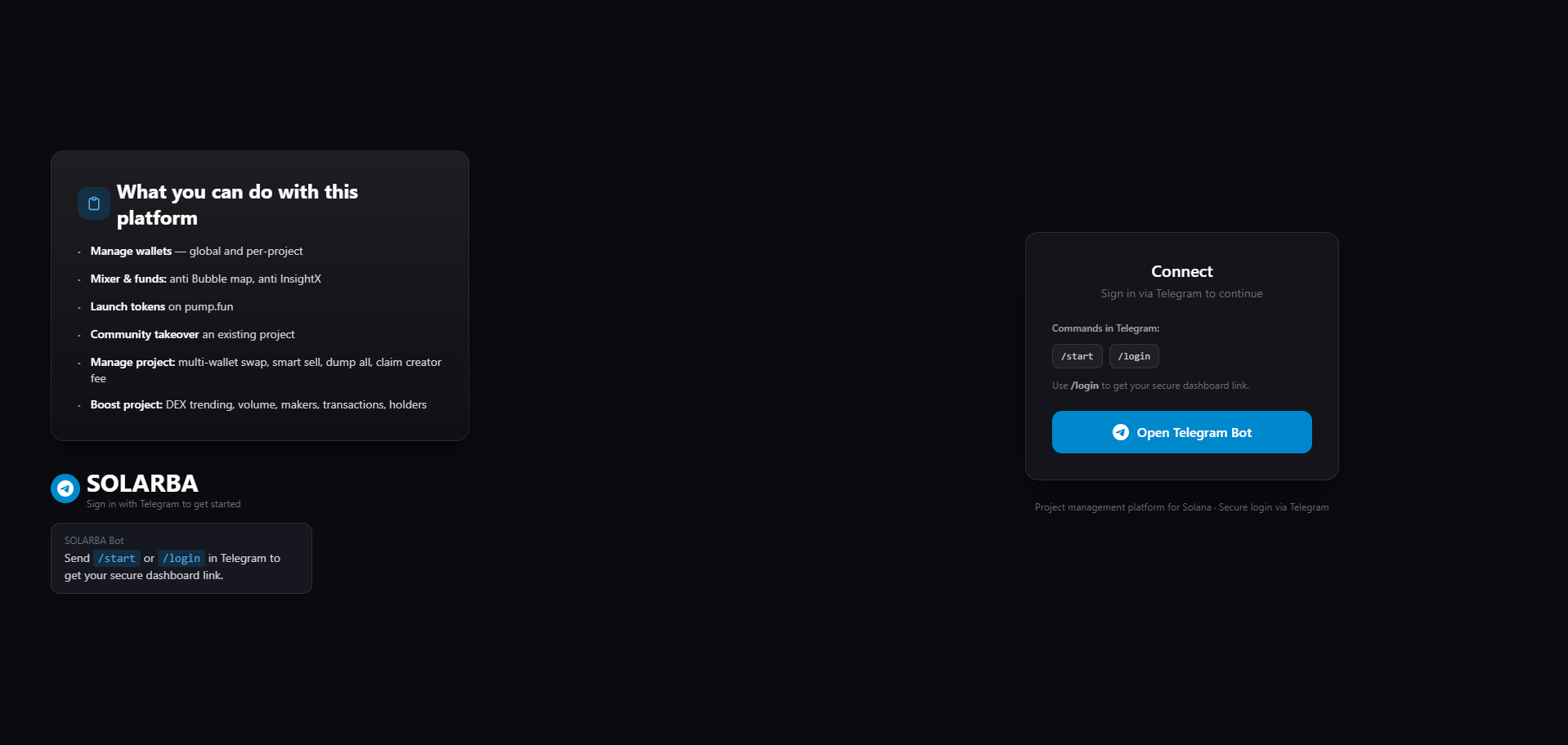 Screenshot of the Solarba website