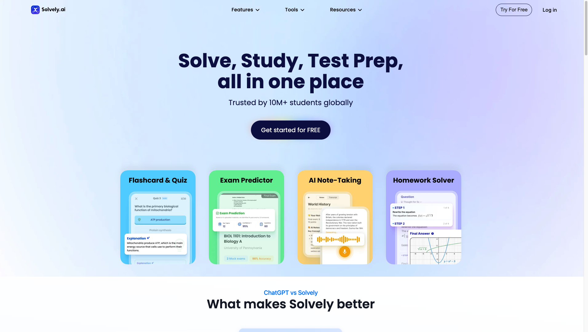 Screenshot of the Solvely.ai website