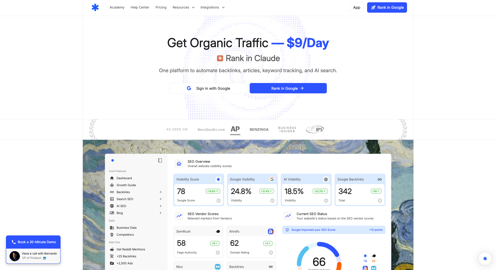Screenshot of the Soogle website
