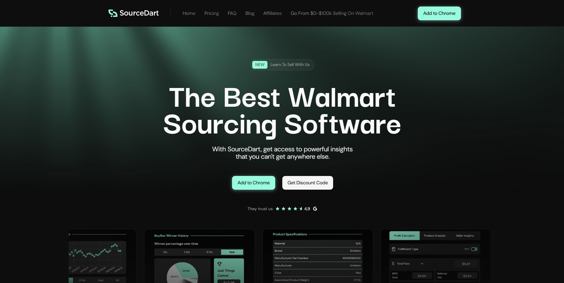 Screenshot of the SourceDart website