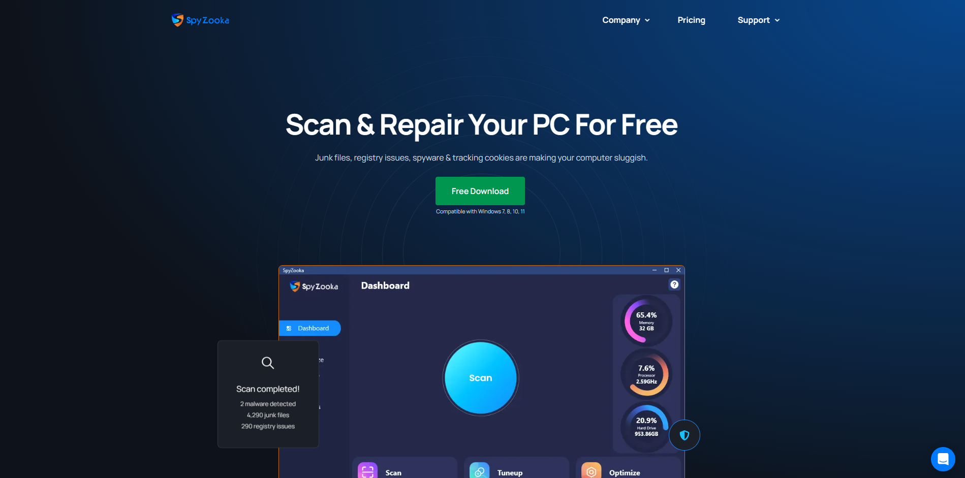 Screenshot of the SpyZooka website