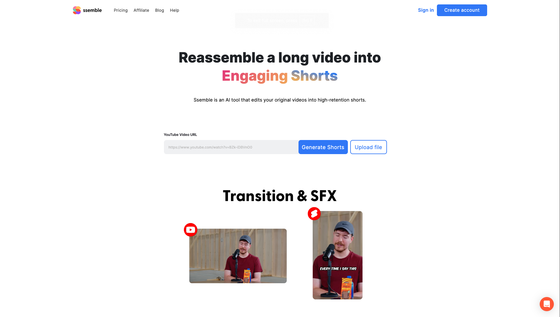 Screenshot of the Ssemble website