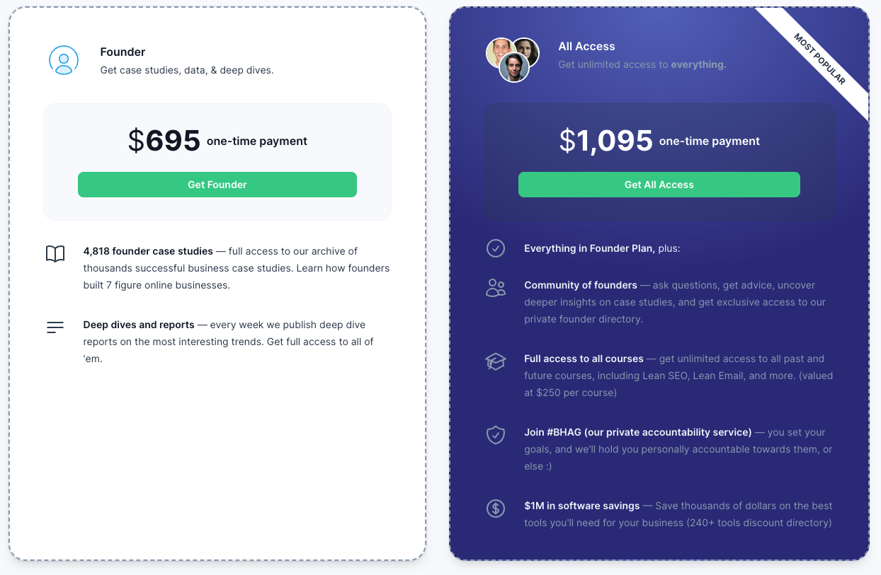 Starter Story price plans