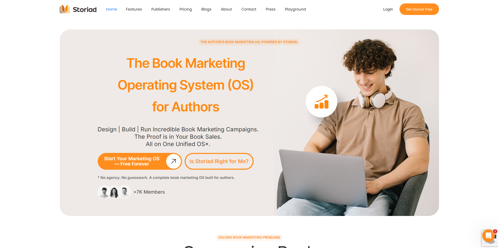 Screenshot of the Storiad website