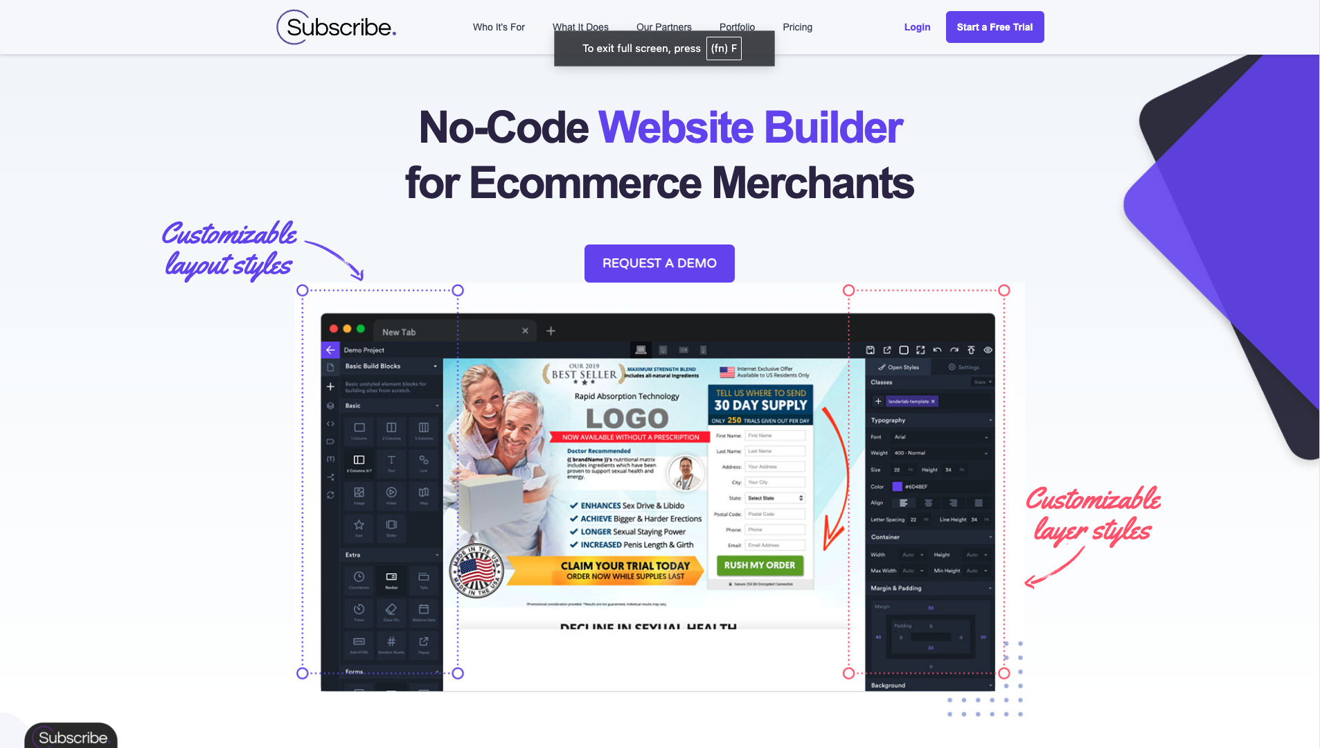 Screenshot of the Subscribe Funnels website