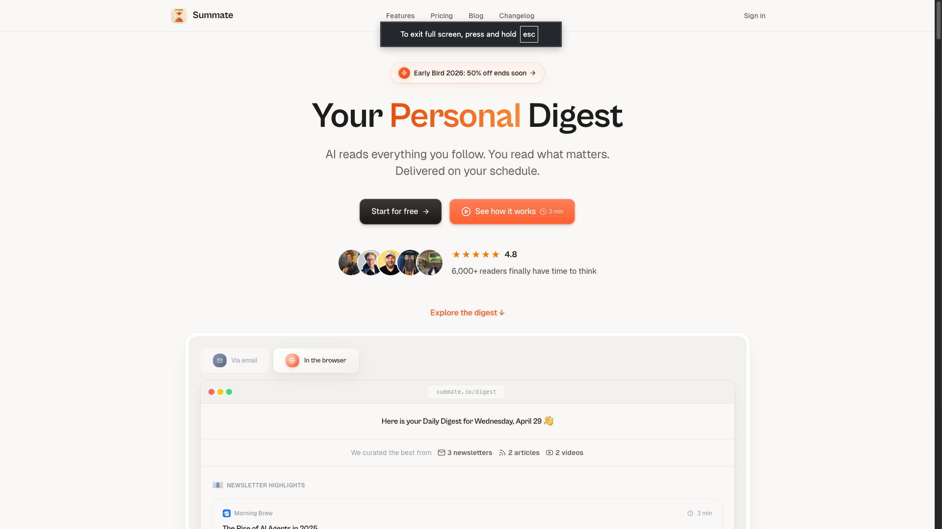 Screenshot of the Summate website