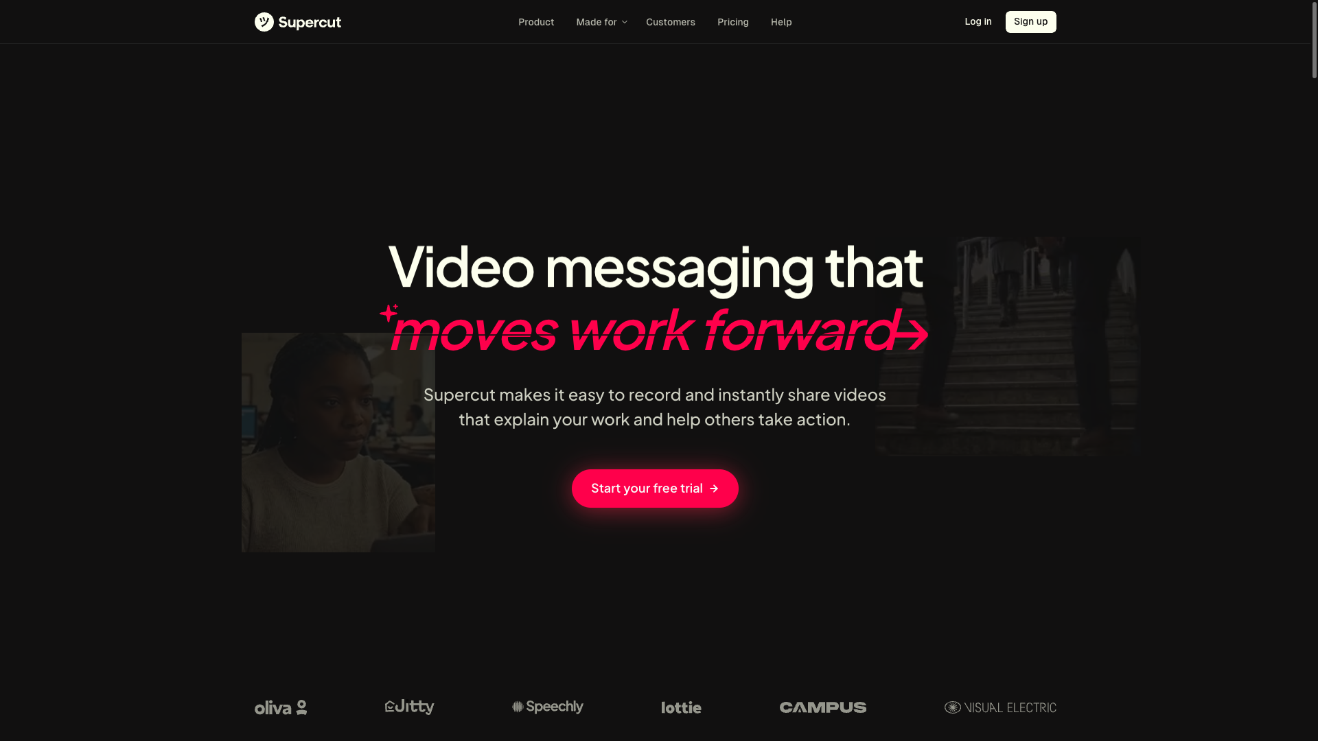 Screenshot of the Supercut website