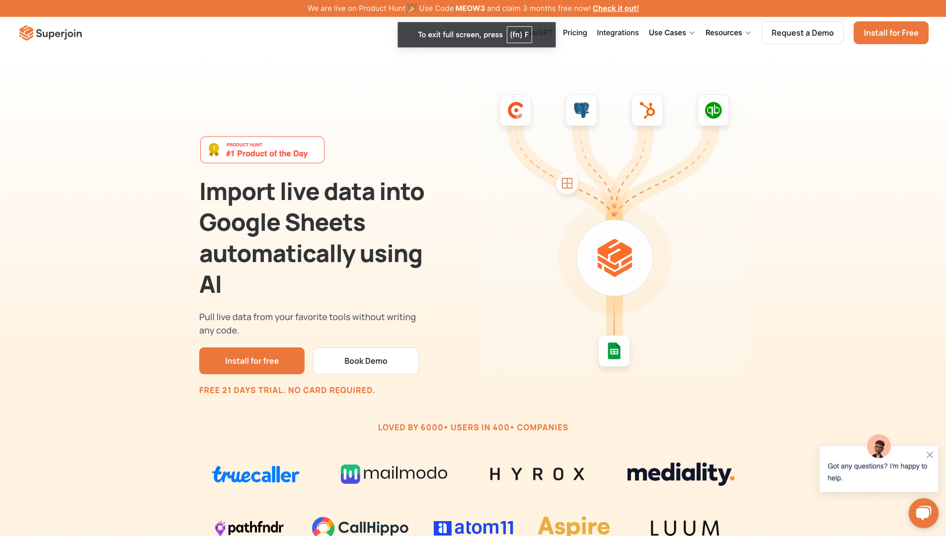 Screenshot of the Superjoin website