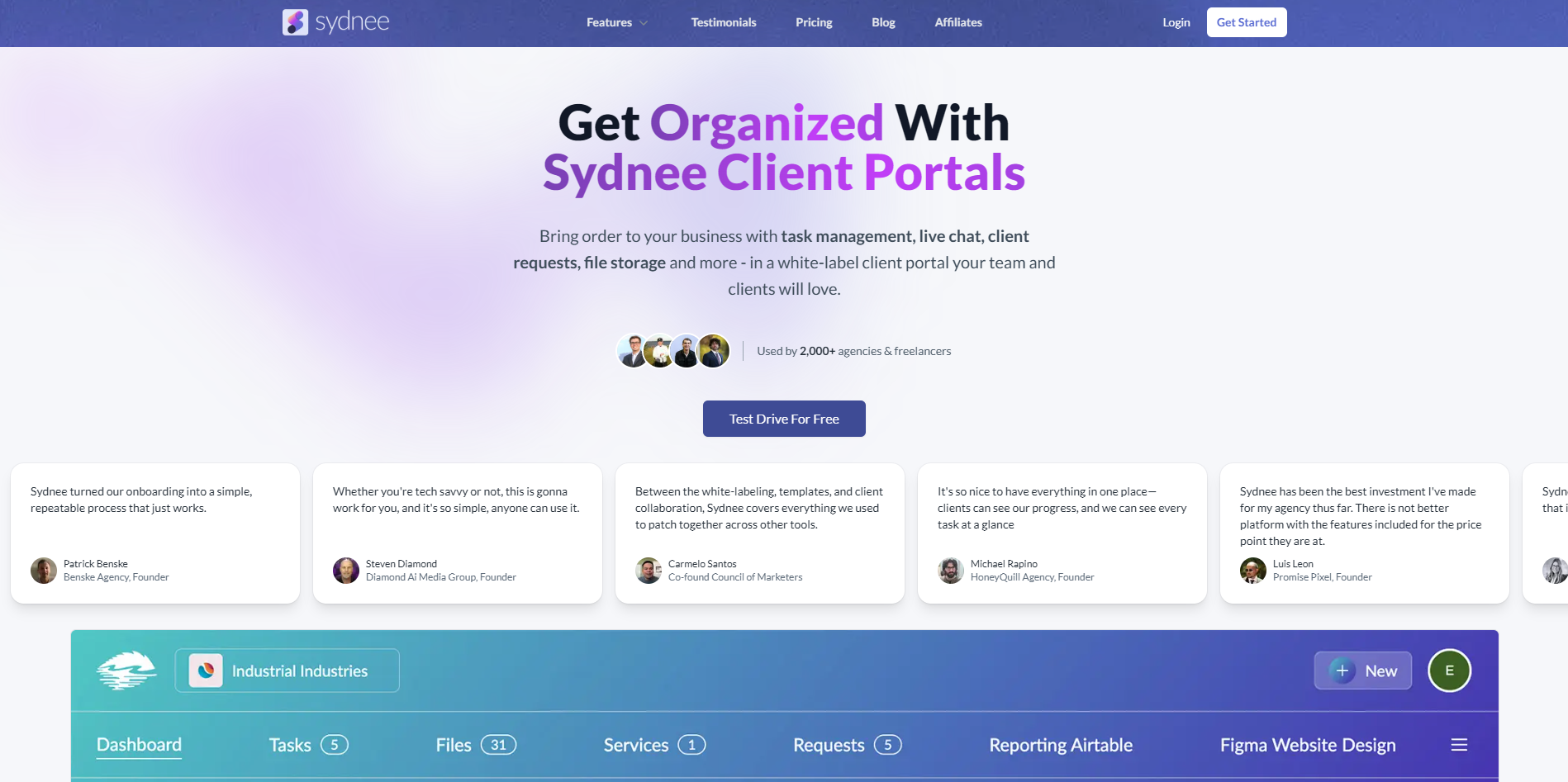 Screenshot of the Sydnee website
