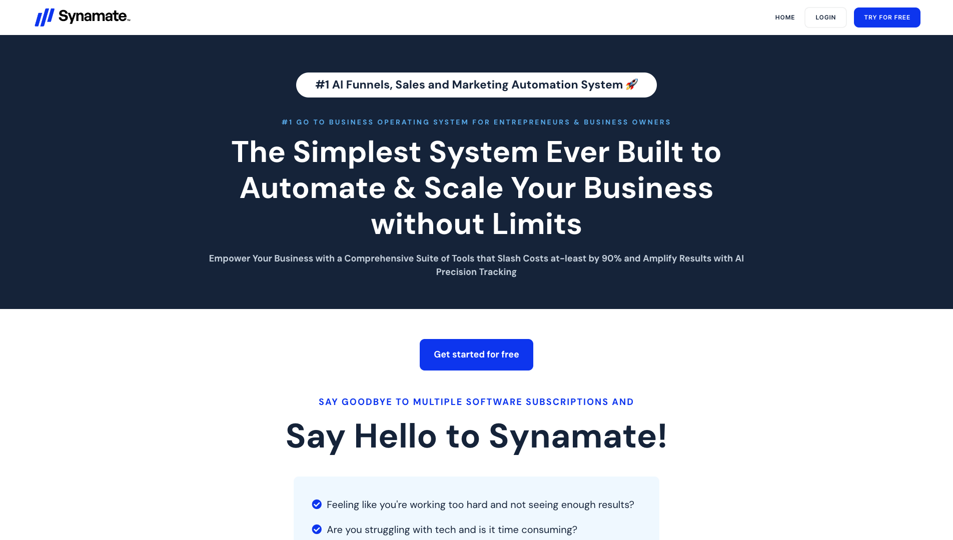 Screenshot of the Synamate website