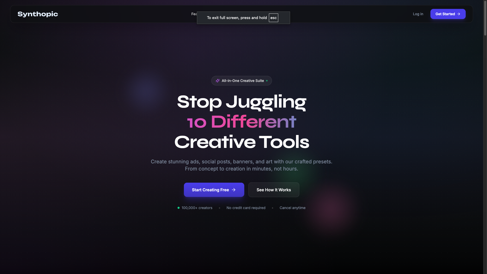 Screenshot of the Synthopic website