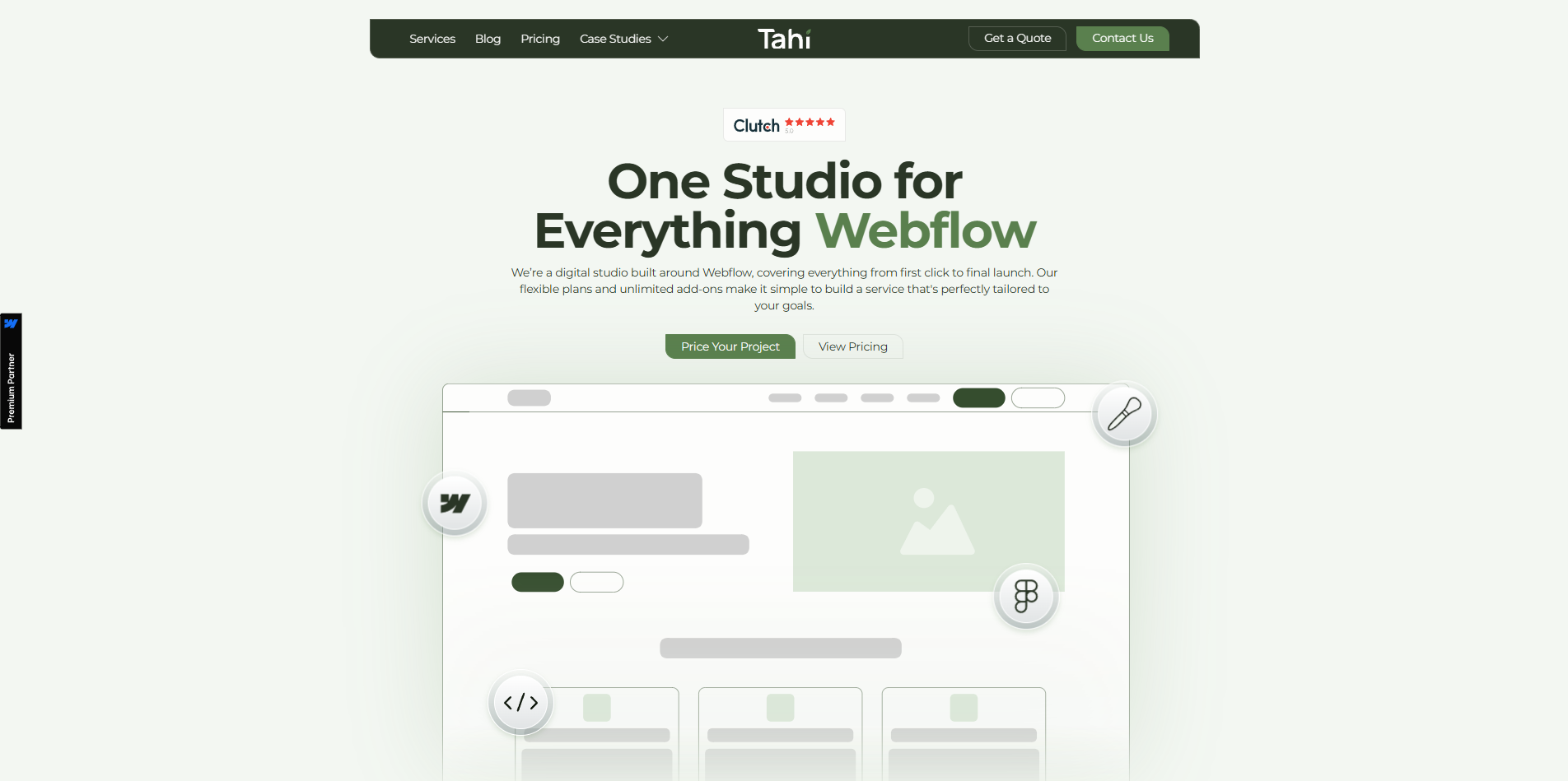 Screenshot of the Tahi Studio website