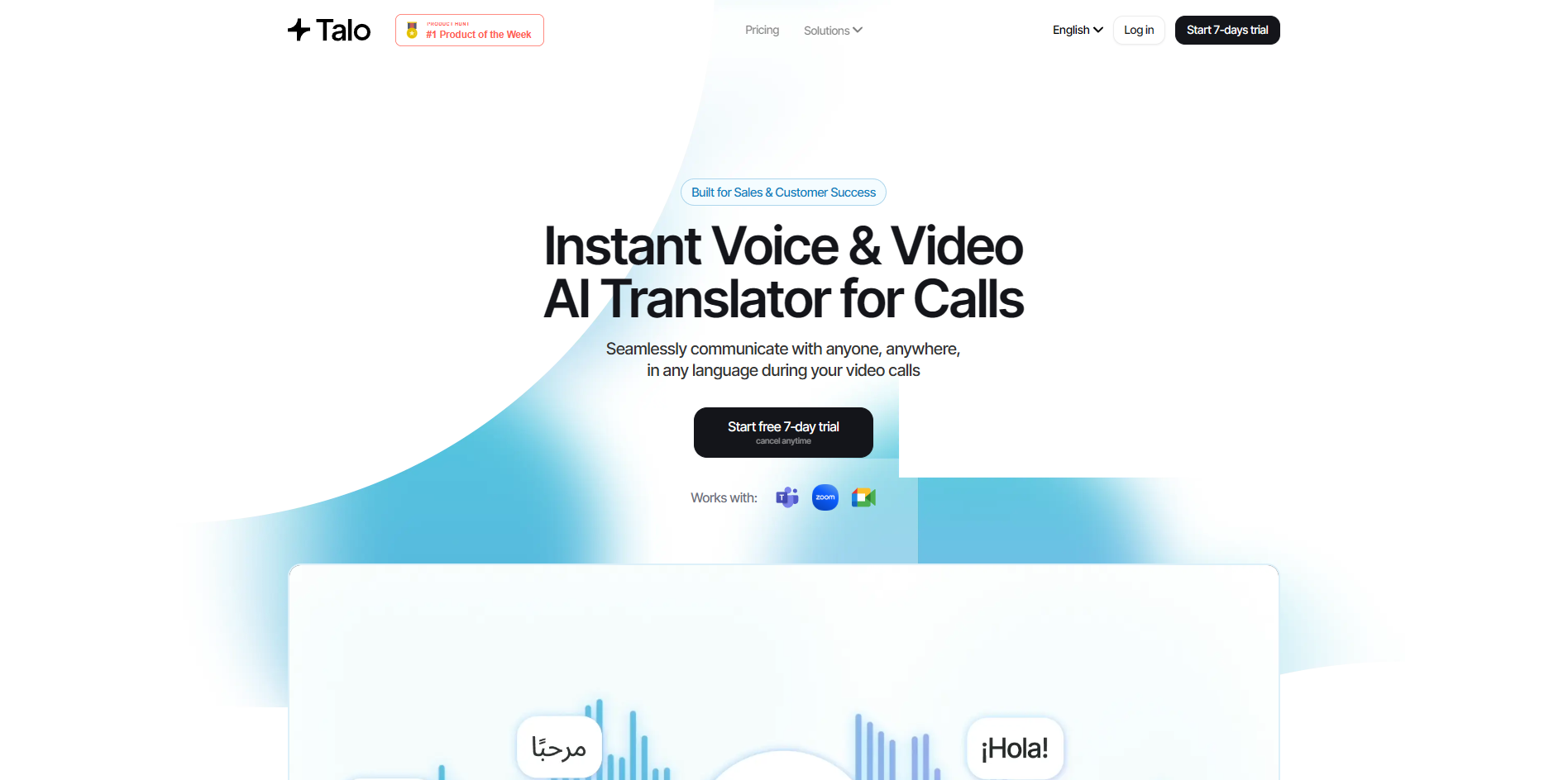 Screenshot of the Talo website