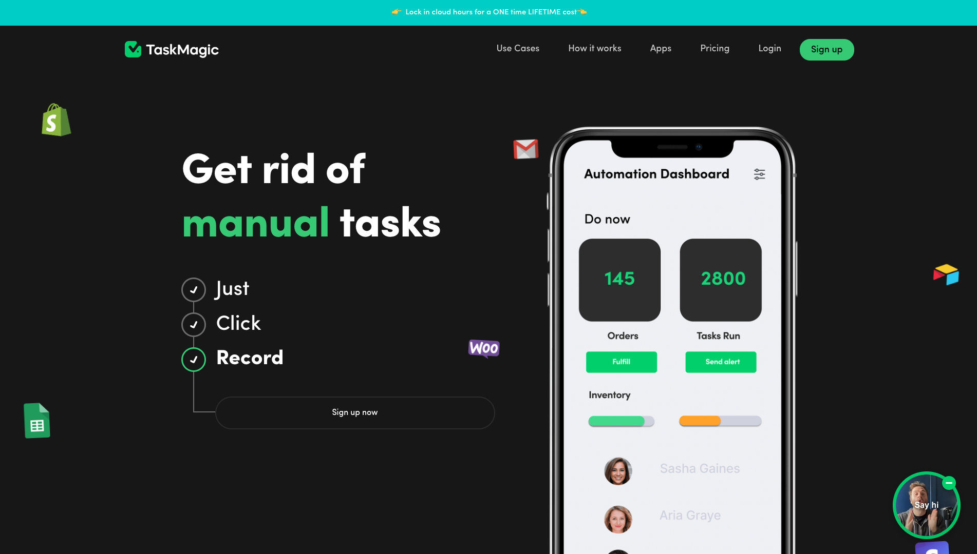 Screenshot of the TaskMagic website