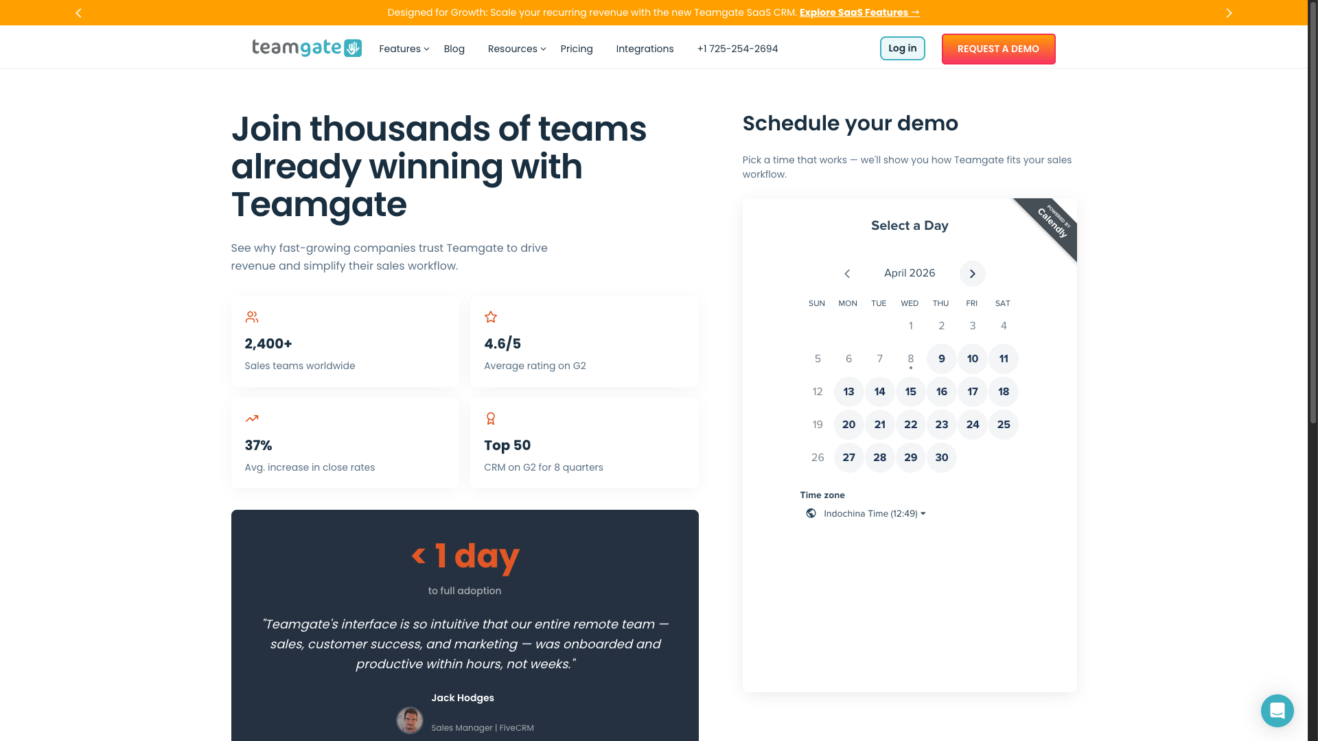 Screenshot of the TeamGate website