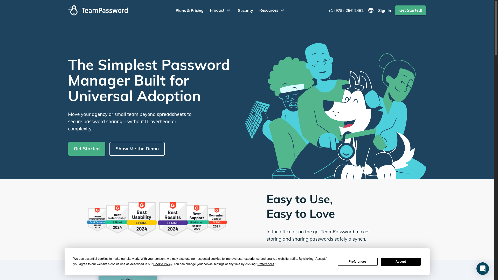 Screenshot of the TeamPassword website