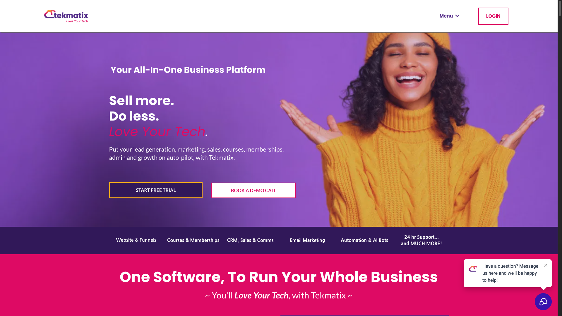Screenshot of the Tekmatix website