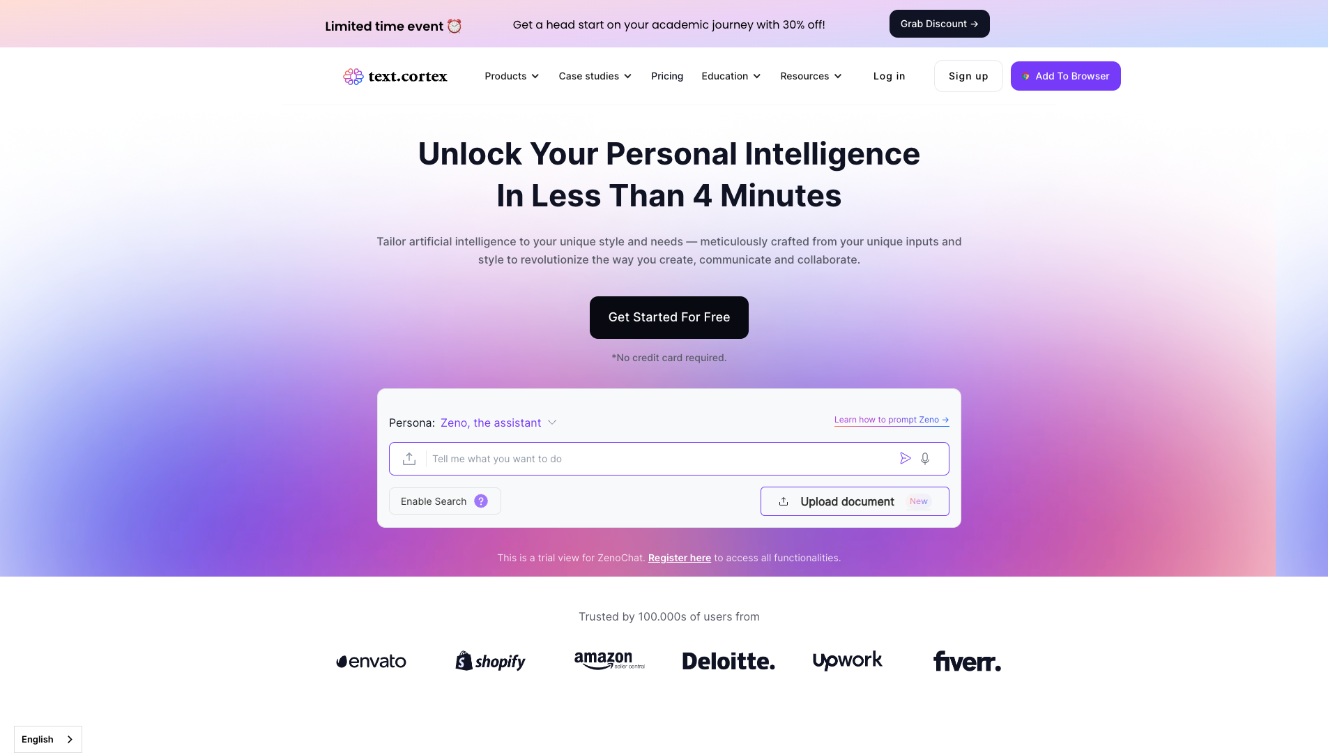 Screenshot of the TextCortex website