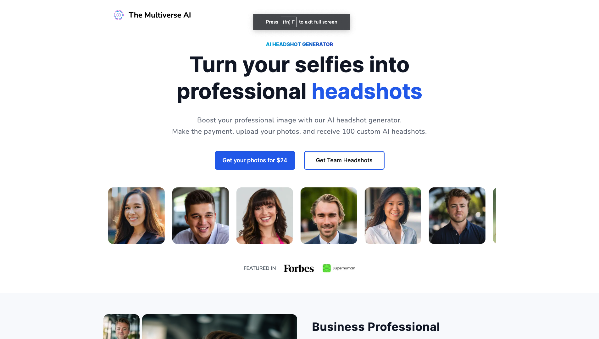 Screenshot of the The Multiverse AI website