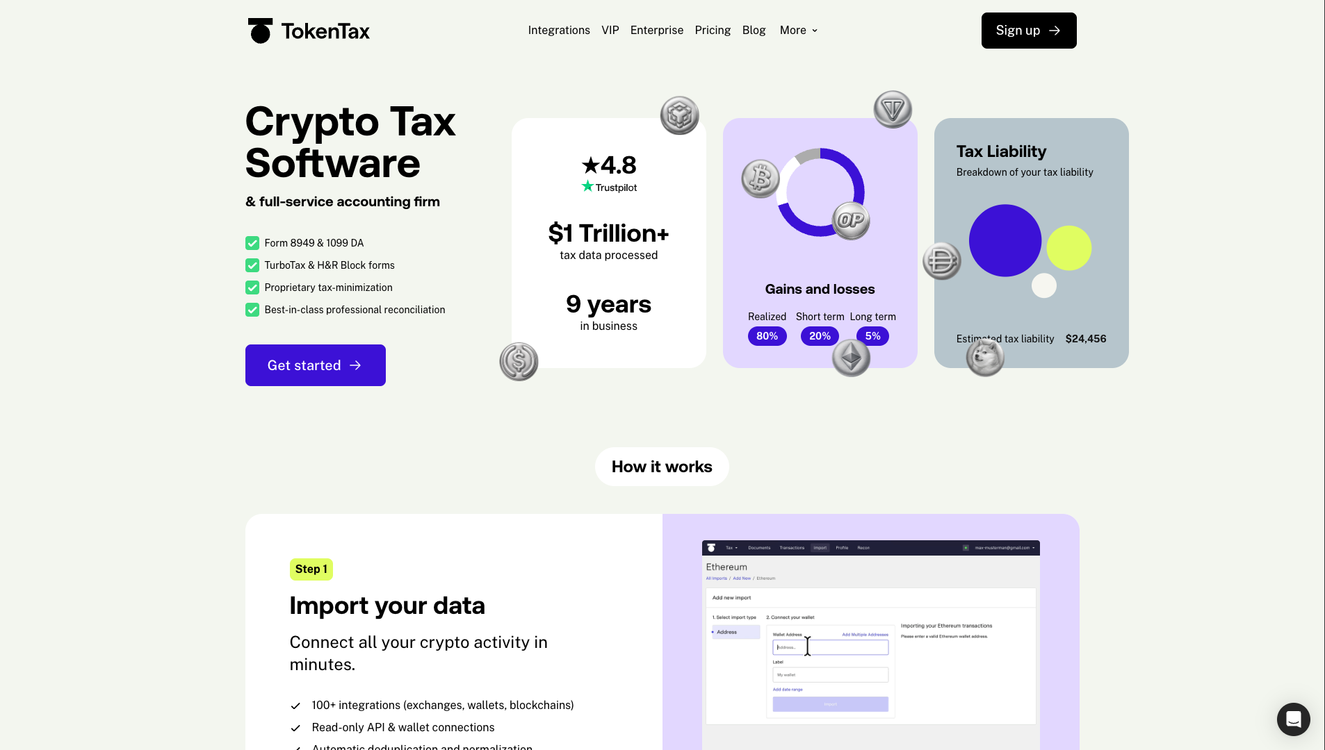 Screenshot of the TokenTax website