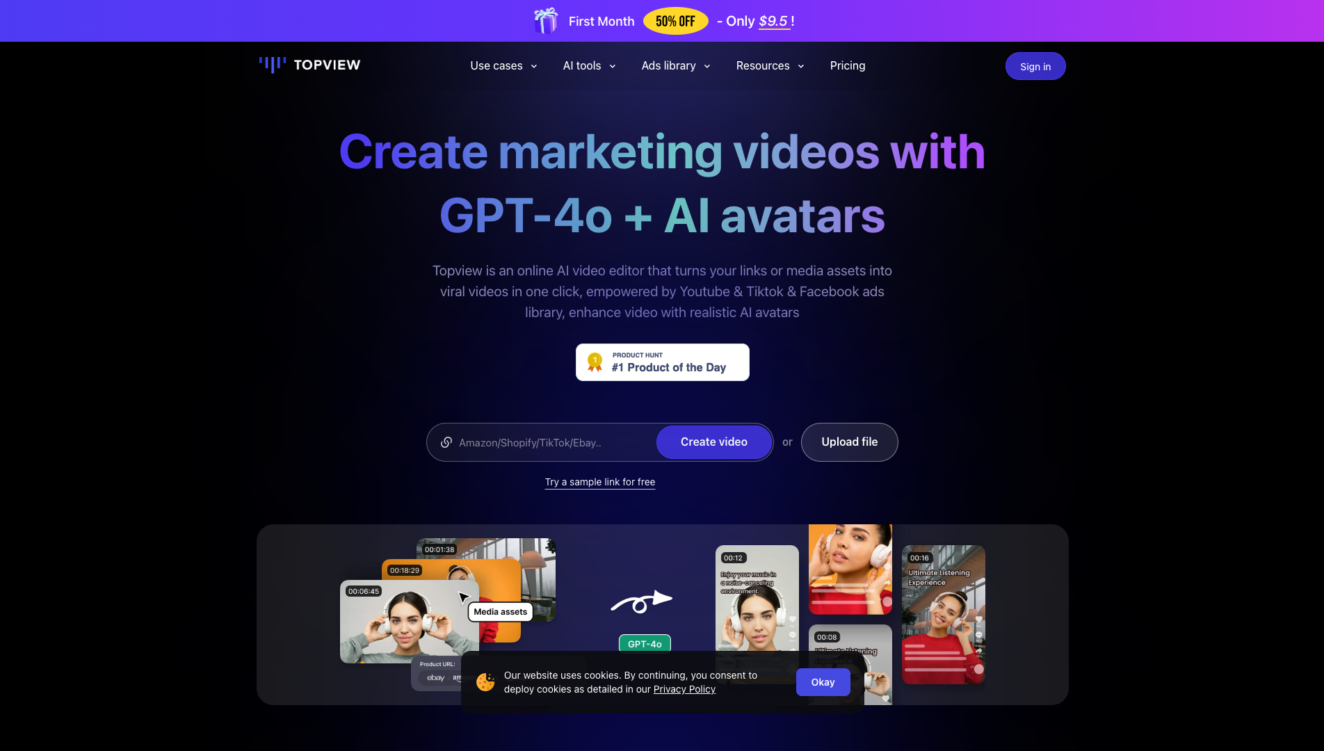 Screenshot of the TopView AI website
