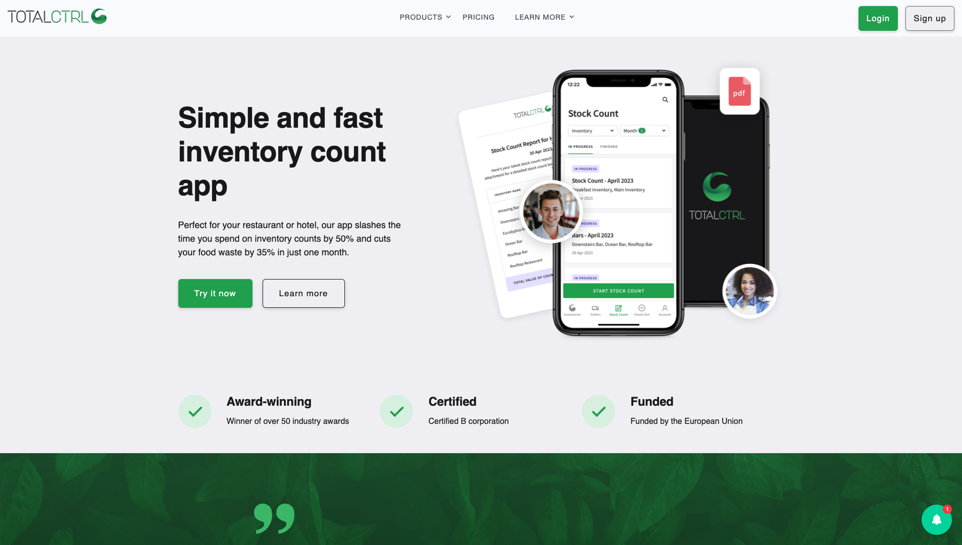 Screenshot of the TotalCtrl website