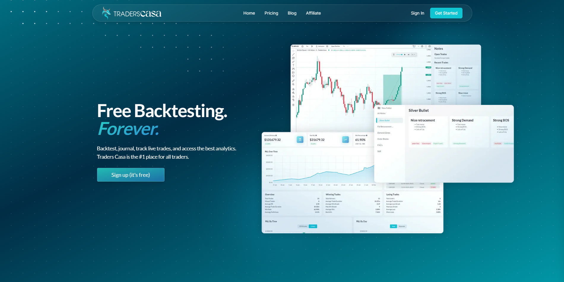 Screenshot of the Traders Casa website