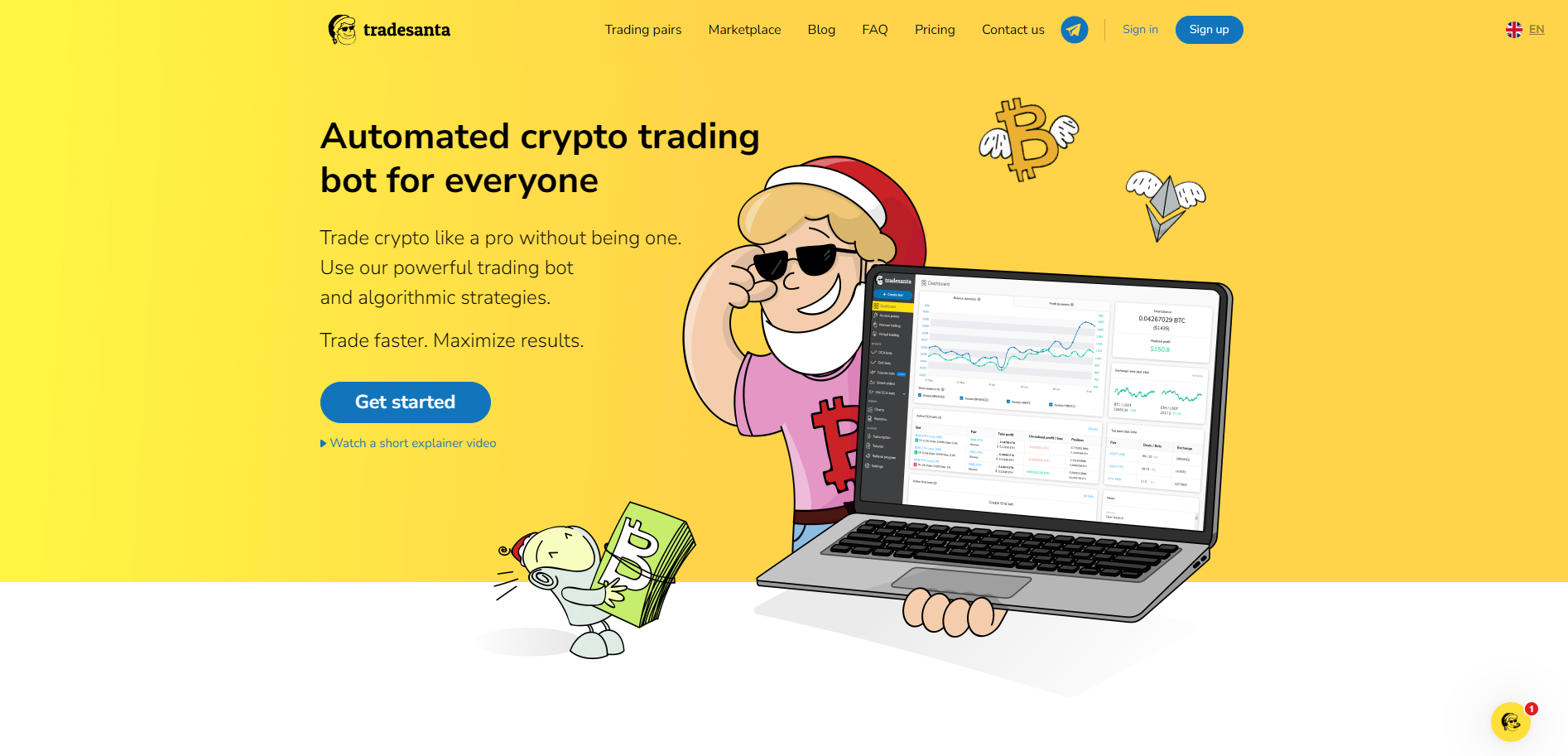 Screenshot of the TradeSanta website