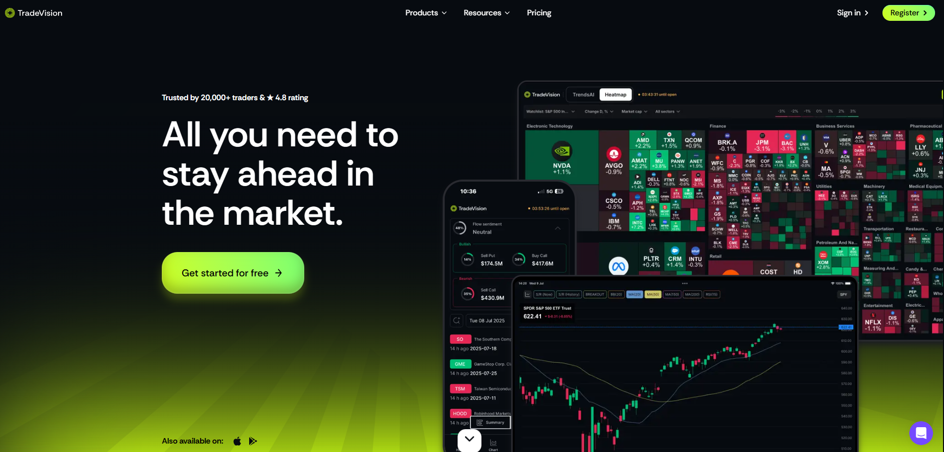 Screenshot of the TradeVision website