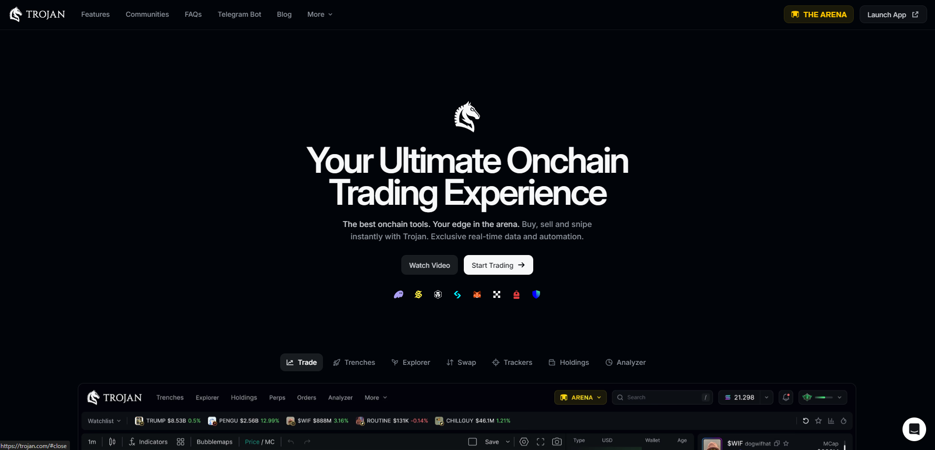 Screenshot of the Trojan Terminal website