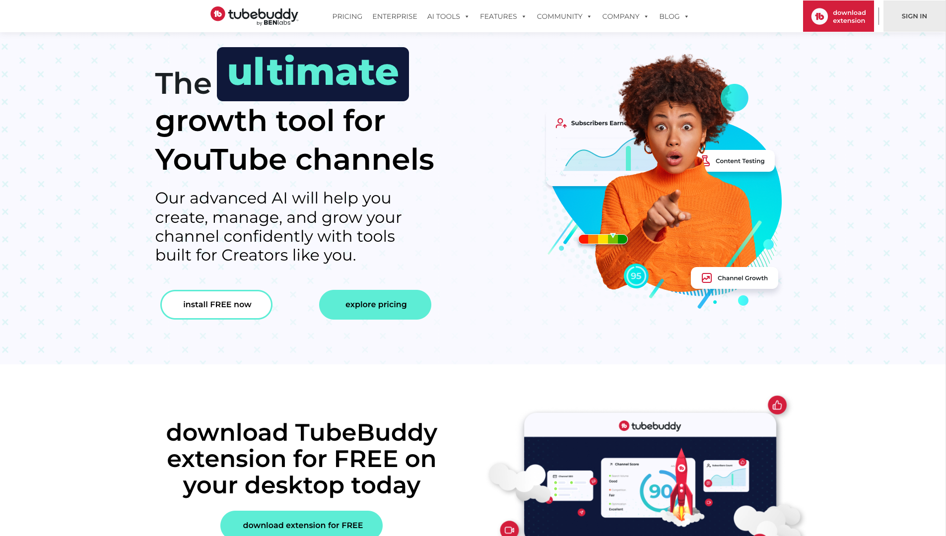 Screenshot of the Tubebuddy website