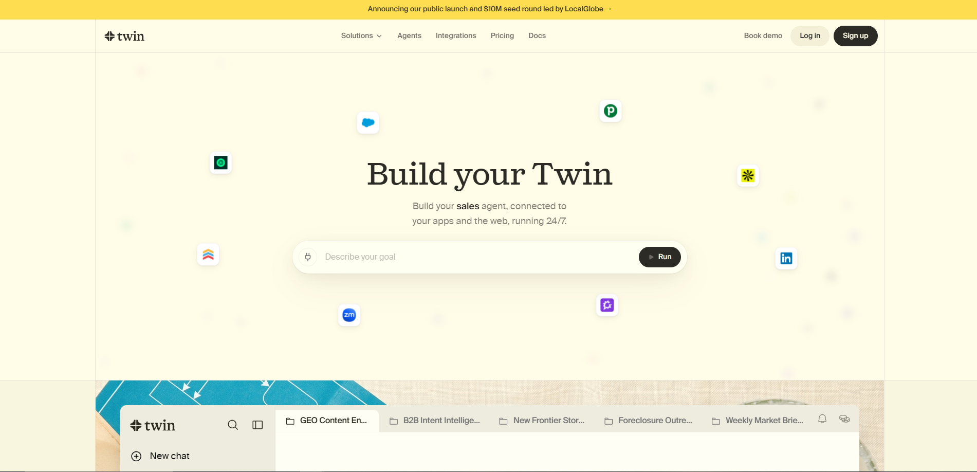 Screenshot of the Twin website