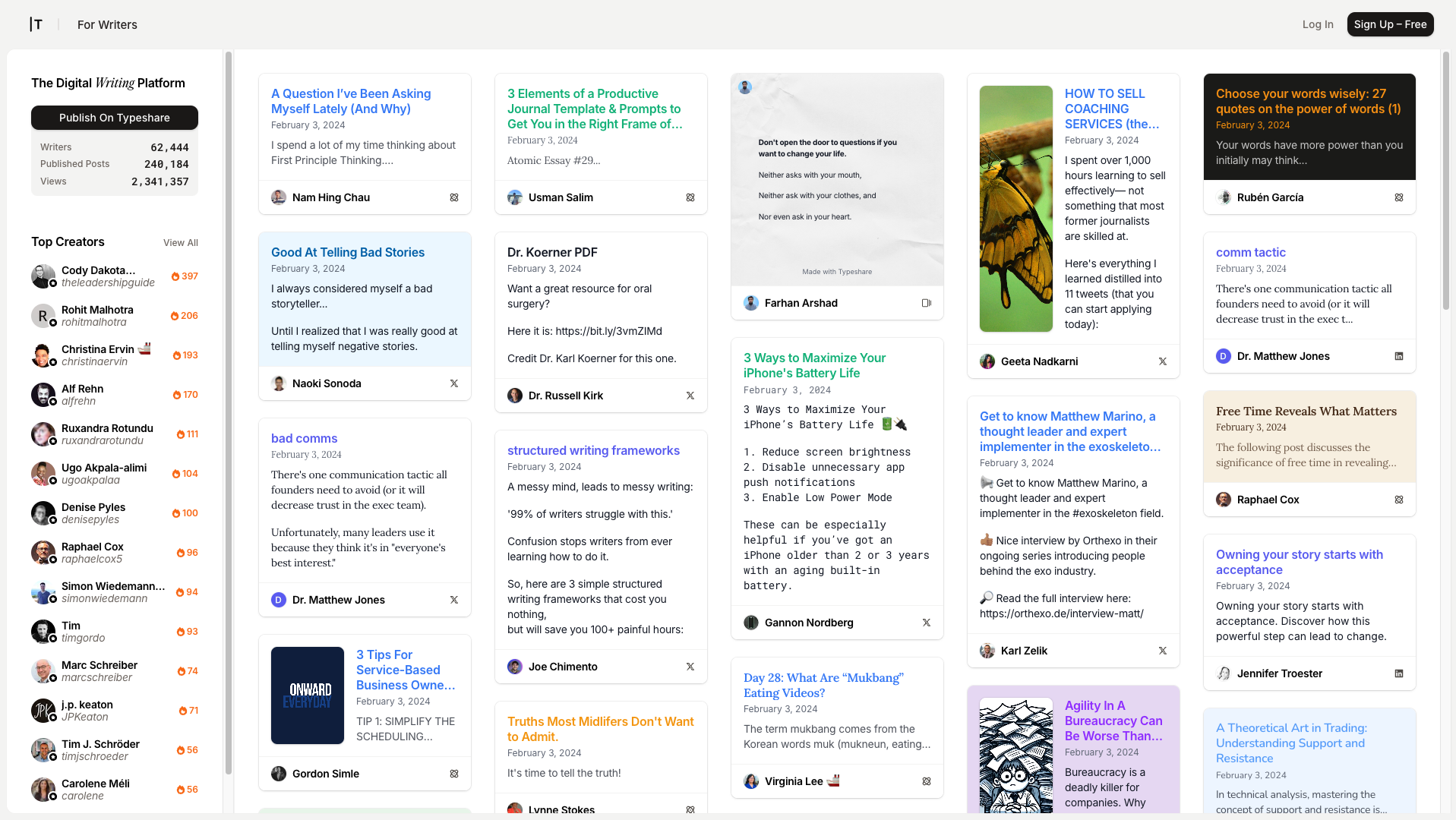 Screenshot of the Typeshare website