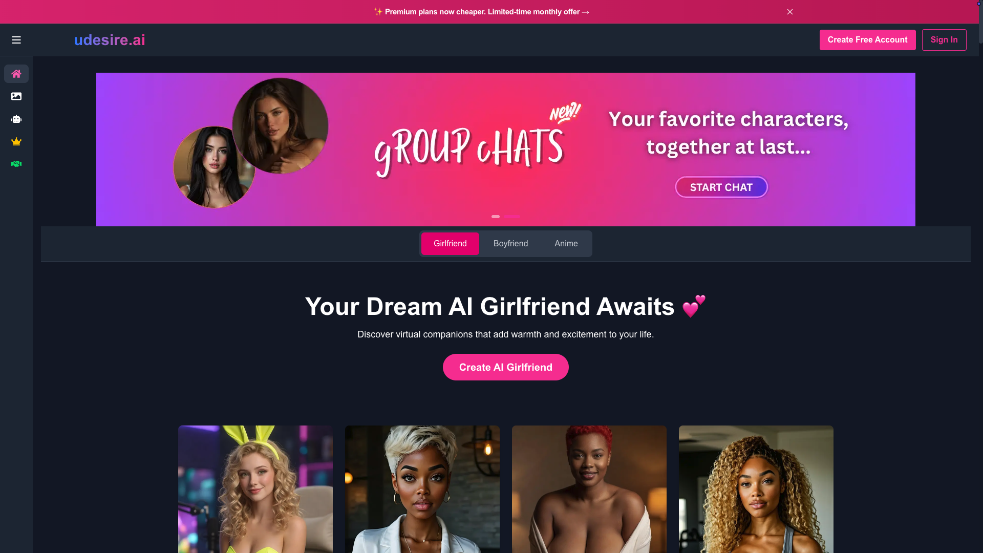 Screenshot of the UDesireAI website