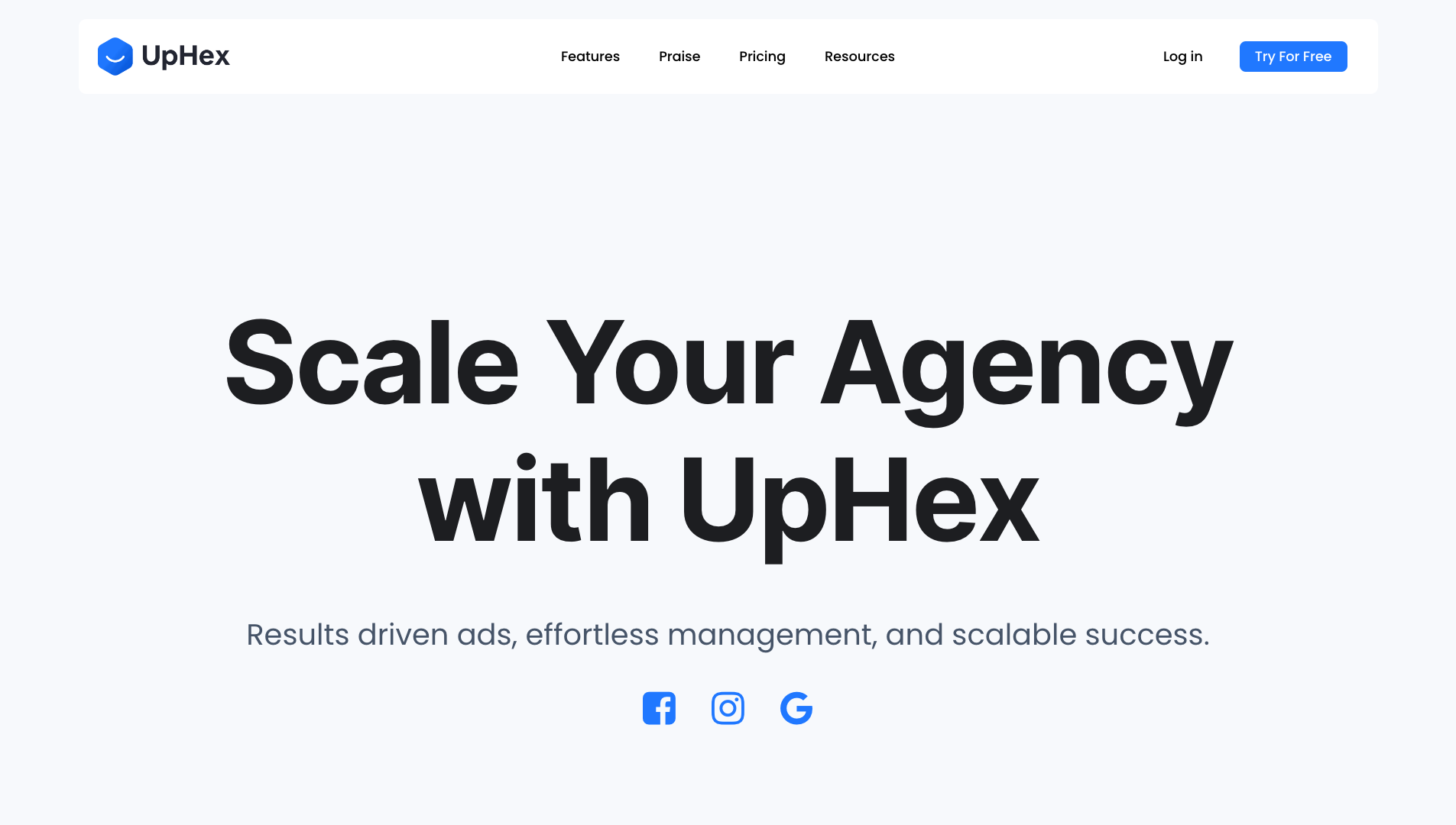 Screenshot of the UpHex website