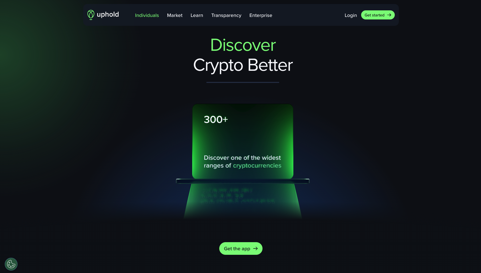 Screenshot of the Uphold website