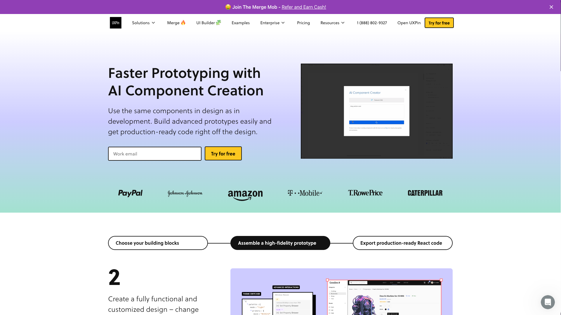 Screenshot of UXPin Homepage