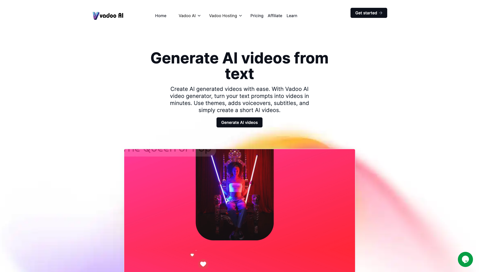 Screenshot of the Vadoo AI website