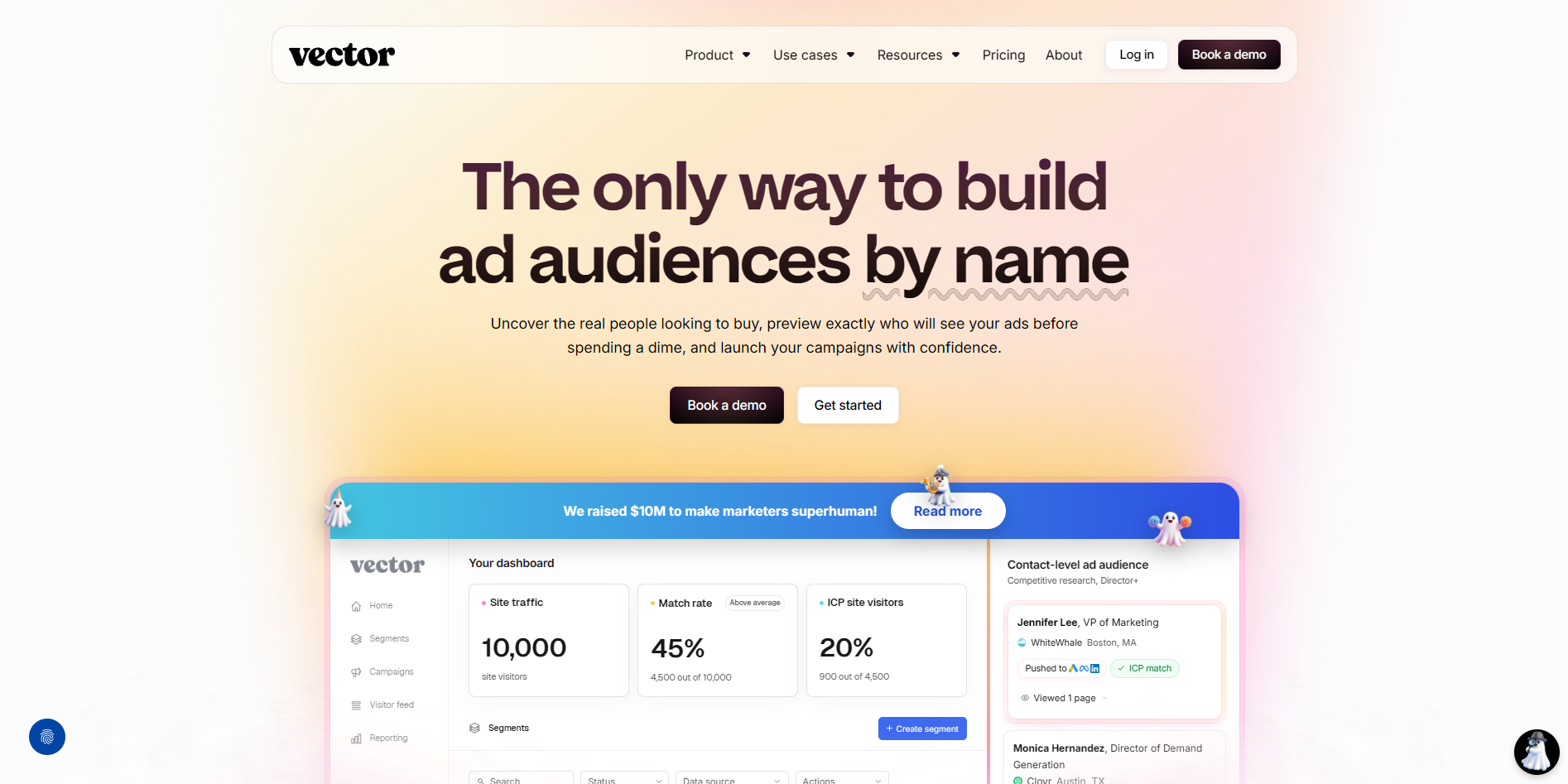 Screenshot of the Vector website