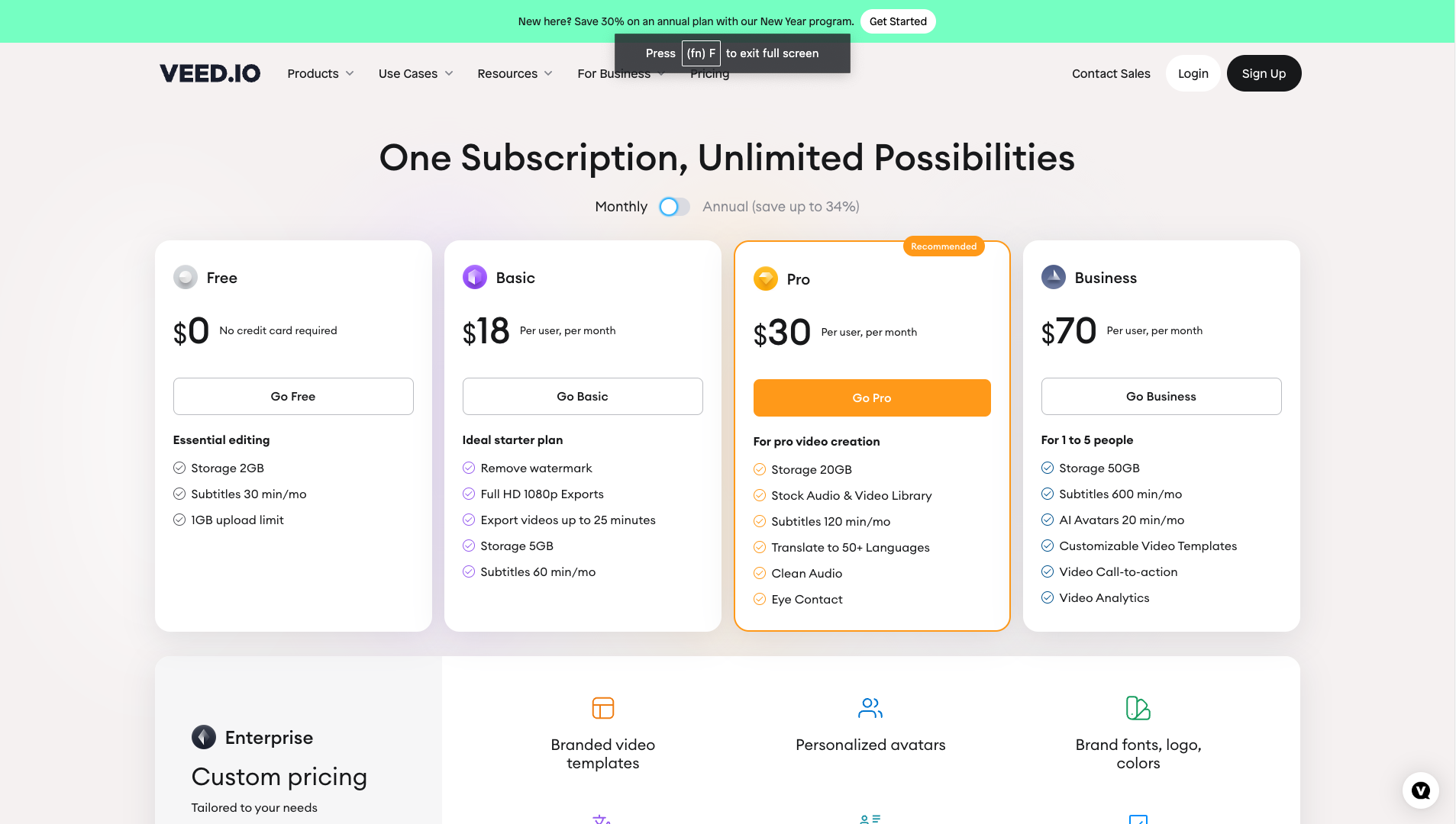 Screenshot of the Veed.io website