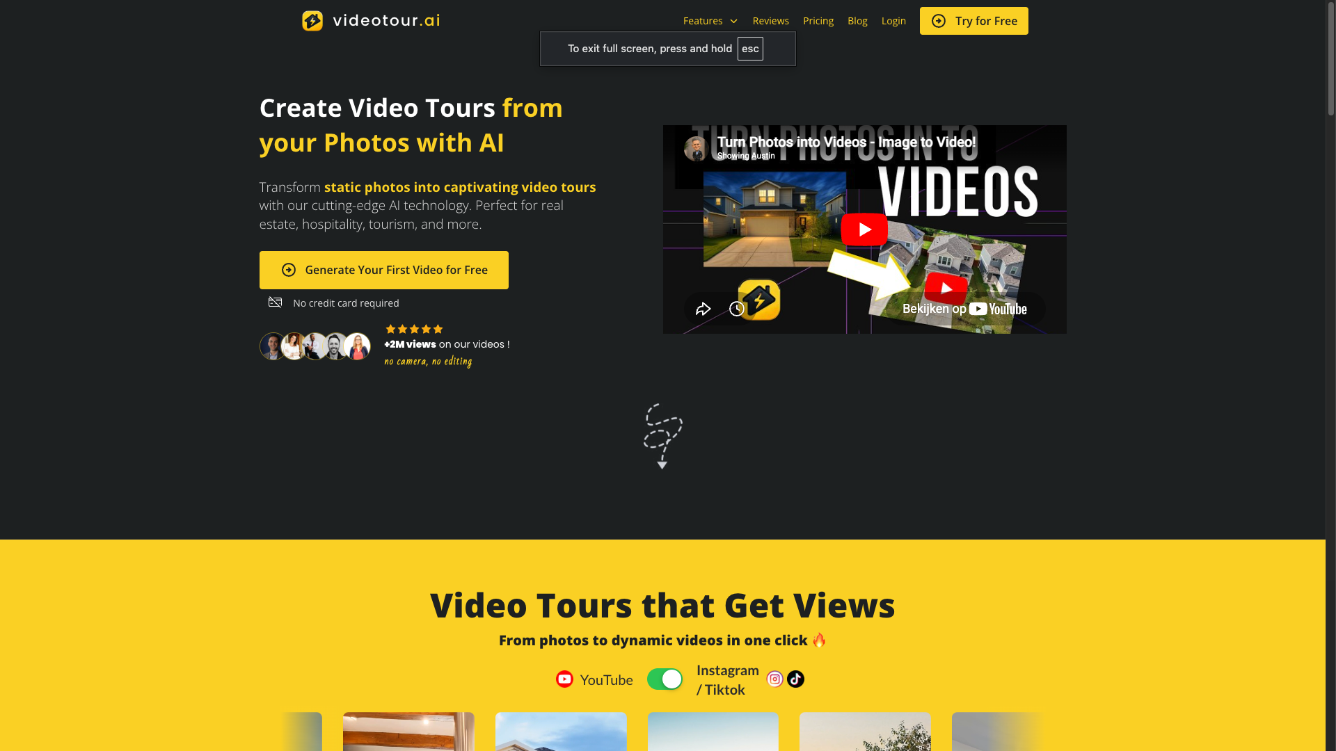 Screenshot of the Video Tours website