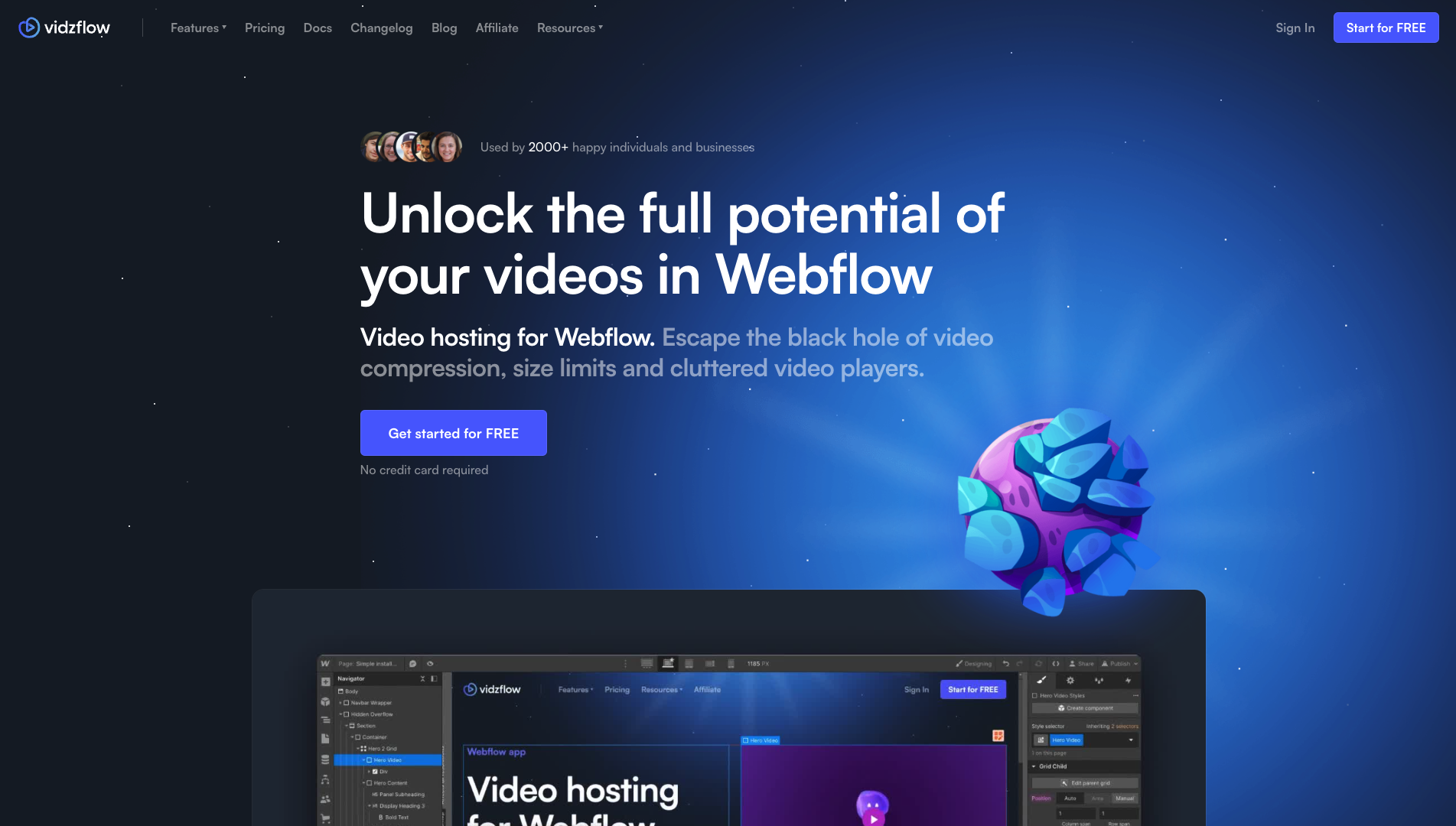 Screenshot of the Vidzflow website